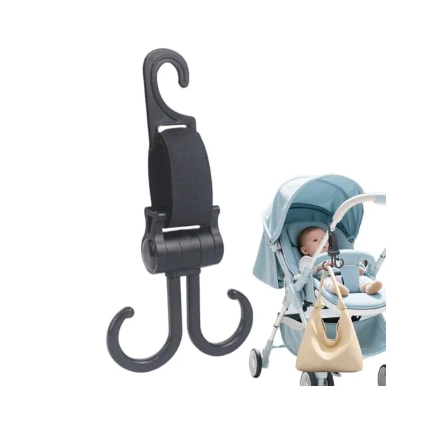 Stroller Bag Hook Double Car Seat Hooks Stroller Straps Clips | Rotatable Hangers Non-Slip Multipurpose Seat Back Organizers for Pet Outdoor Bassinet Wheelchair