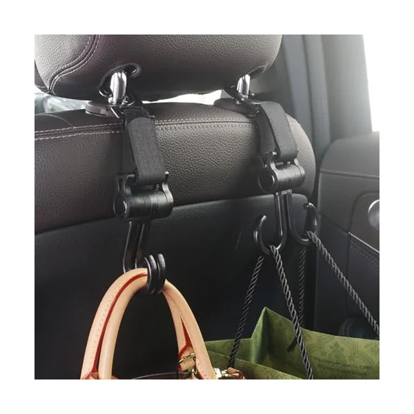 Stroller Bag Hook Double Car Seat Hooks Stroller Straps Clips | Rotatable Hangers Non-Slip Multipurpose Seat Back Organizers for Pet Outdoor Bassinet Wheelchair