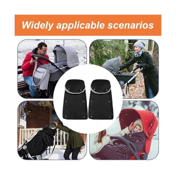 Stroller Gloves Hand Muff Comfortable Windproof Thick Warm Soft | Plush Stroller Warmmuffs for Parents Kids Child Stroller Pushchair Handlebars Cold Weather Winter Outdoor Travel Soft Warm