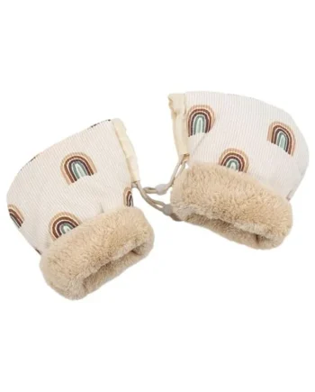 Stroller Gloves Plush Lined Windproof Hand Muff Warm | Anti-Freeze Kids Balance Bike Gloves Rainbow for Winter Cold Weather Outdoor Pushchair Pram
