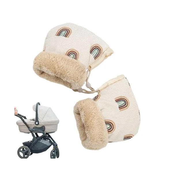 Stroller Hand Muff Warm Plush Lined Hand Muff | Anti-Freeze Pram Warmmuffs Rainbow for Winter Cold Weather Pushchair Stroller Bike Handlebar