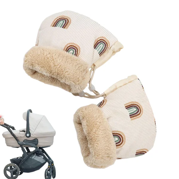 Stroller Hand Muff Warm Plush Lined Hand Muff | Anti-Freeze Pram Warmmuffs Rainbow for Winter Cold Weather Pushchair Stroller Bike Handlebar