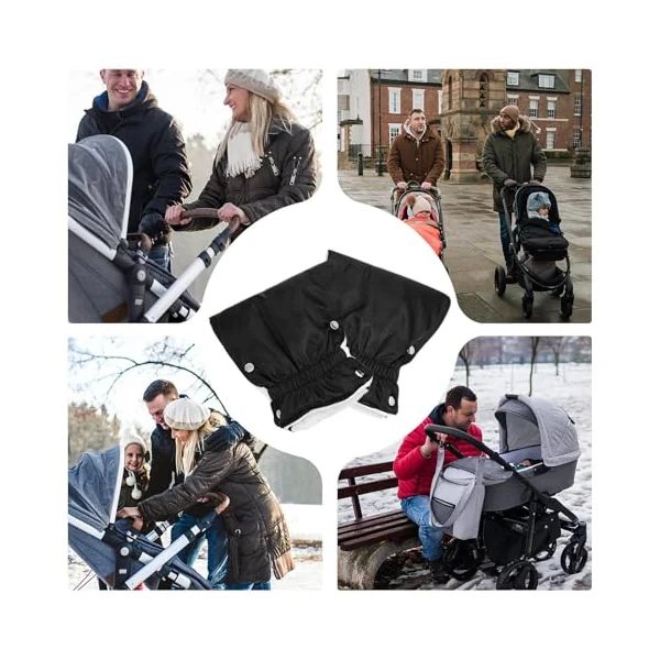 Stroller Hand Warmer Muffs Attachment Non-Slip Adjustable | Waterproof Warm Kids Pushchair Gloves for Parents Caregivers Daily Outings Travel Outdoor Walking Park Shopping Trips