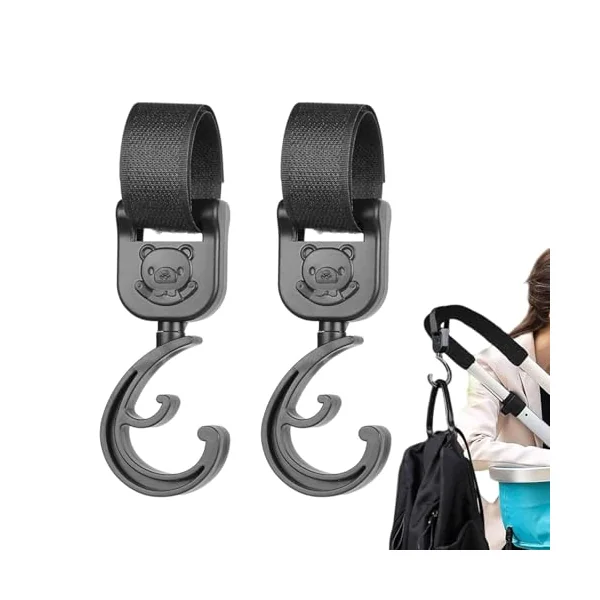 Stroller Hooks Large Resistance Pushchair Hook Bear | Wheelchair Luggage Rack Ideal for Shopping, Beach, Hiking and Travelling
