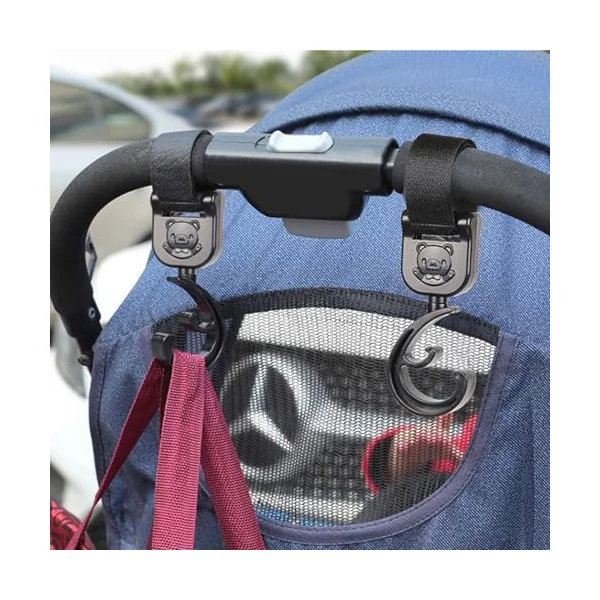 Stroller Hooks Large Resistance Pushchair Hook Bear | Wheelchair Luggage Rack Ideal for Shopping, Beach, Hiking and Travelling