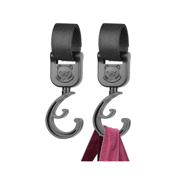 Stroller Hooks Large Resistance Pushchair Hook Bear | Wheelchair Luggage Rack Ideal for Shopping, Beach, Hiking and Travelling