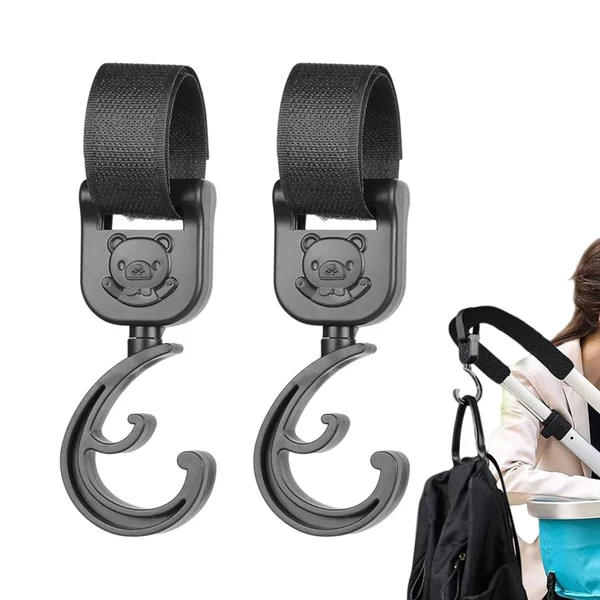 Stroller Hooks Large Resistance Pushchair Hook Bear | Wheelchair Luggage Rack Ideal for Shopping, Beach, Hiking and Travelling