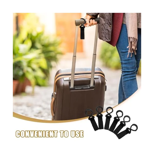 Stroller Hooks Practical Design Nylon Black Hook and Loop Fastener 6pcs Stable Firm Hold for Stroller Bags and Travel Accessories