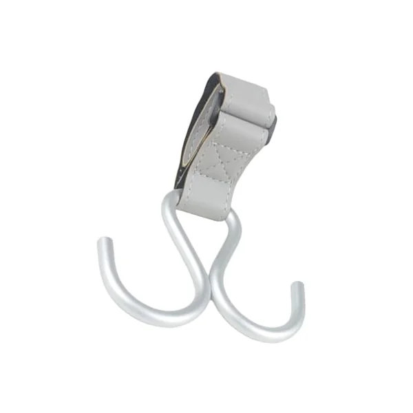 Stylish Double Hook for Baby Strollers PU Leather+Aluminum Alloy Pushchair Hanger Rack Organiser Hook Clip