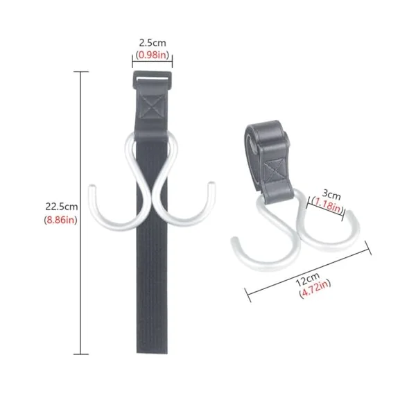 Stylish Double Hook for Baby Strollers PU Leather+Aluminum Alloy Pushchair Hanger Rack Organiser Hook Clip