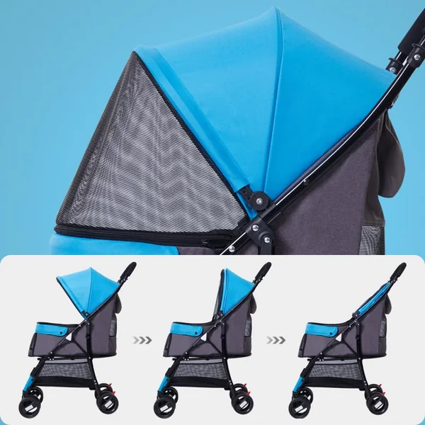 Sunny Sonny Pet Stroller for S/M Dogs & Cats up to 15kg, Kid Stroller,Foldable Portable Travel Carrier with Swivel Wheels, Rain Cover, Large Storage Basket, Zipper Entry & Safety Design (Black)