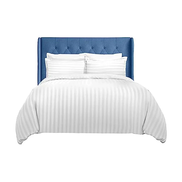 Sunshine Comforts Single Duvet Cover Set - 3PC Hypoallergenic Satin Stripes Microfiber Quilt Cover Bedding Single Bed Set with Pillow Cases-Breathable & Anti Wrinkle Single Duvet Cover (White)