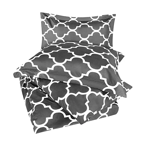 Super King Duvet Set - Printed Duvet Cover Sets Quilt Cover Super King Size Bed with 2 Pillowcases Zipper Closure-Ultra Soft Brushed Microfiber.(Super King(220x260cm), Chocolate Brown)