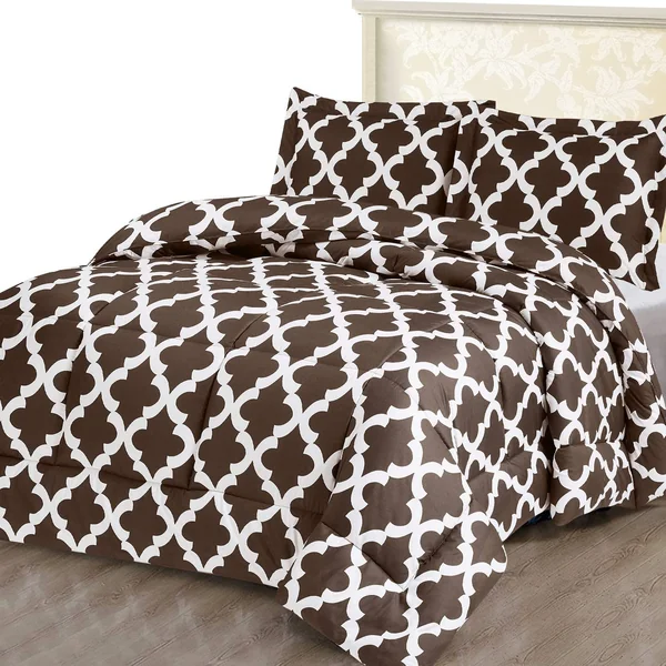 Super King Duvet Set - Printed Duvet Cover Sets Quilt Cover Super King Size Bed with 2 Pillowcases Zipper Closure-Ultra Soft Brushed Microfiber.(Super King(220x260cm), Chocolate Brown)