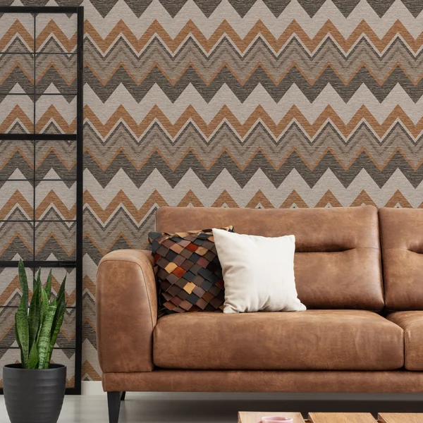 Superfresco Easy Tribal Cocoa Chevron Embossed Wallpaper