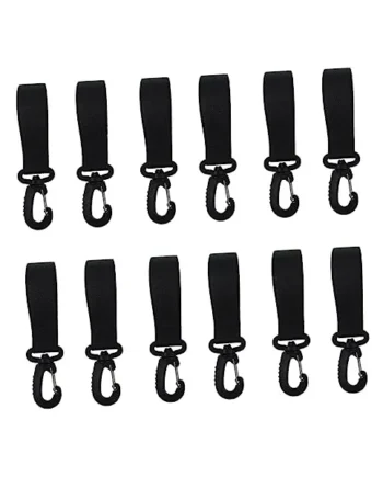 SUPVOX 12pcs Black Stroller Hooks for Bags, Non-Slip Sturdy Polyester and Plastic Bag Hanging Hooks, Fits Most Stroller Handles, for Walking and Picnics to Help Release Burden