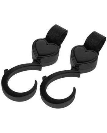 SUPVOX 2pcs Heart Shaped Stroller Hooks with Rotation Non-Slip Pram Bag Hangers for Buggy Shopping Clips Organizer Bag Clips for Gear and Groceries Safe Finish