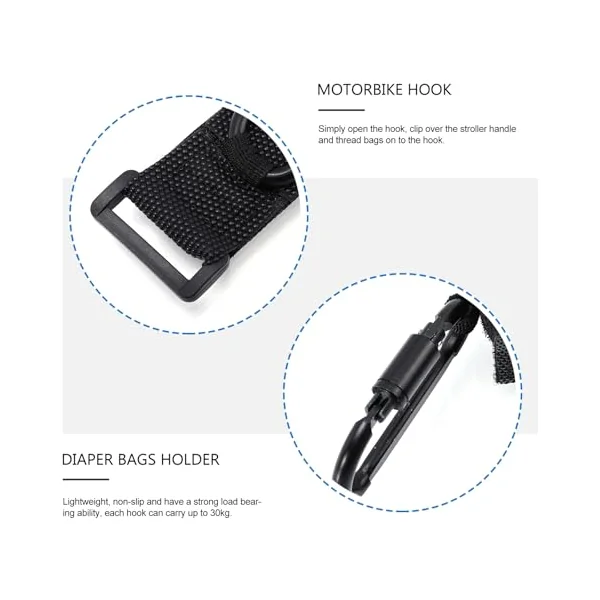 SUPVOX 2Pcs Stroller Hooks Non-Slip Pram Pushchair Nursery Bag Hanger Hook Carabiner for Pram Hanger and Shopping Cart Clips