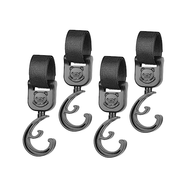 SUPVOX Stroller Hooks Hanger Abs Material Heavy Duty 4pcs to Hold Diaper Bags and Towels and Easy to Remove Design for Baby Stroller Bag Clips Suitable for Outdoor Use