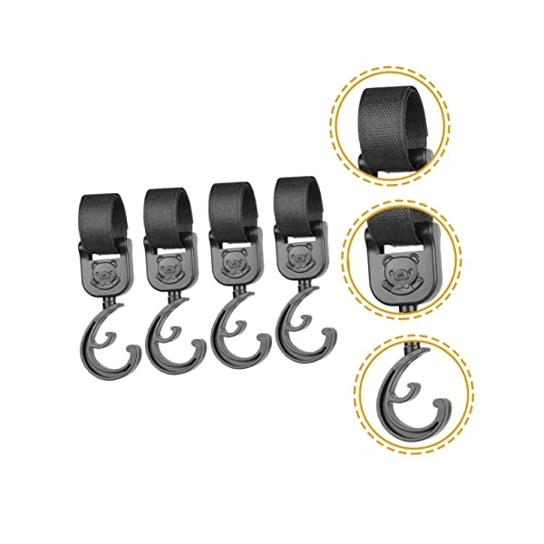 SUPVOX Stroller Hooks Hanger Abs Material Heavy Duty 4pcs to Hold Diaper Bags and Towels and Easy to Remove Design for Baby Stroller Bag Clips Suitable for Outdoor Use