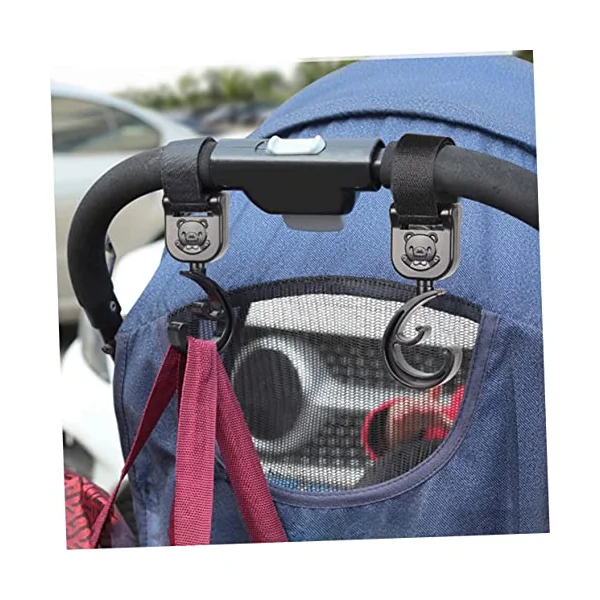 SUPVOX Stroller Hooks Hanger Abs Material Heavy Duty 4pcs to Hold Diaper Bags and Towels and Easy to Remove Design for Baby Stroller Bag Clips Suitable for Outdoor Use