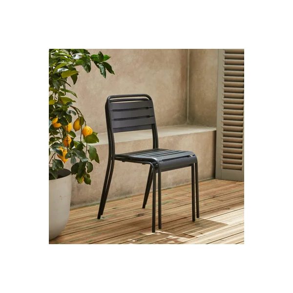 sweeek - 2-seater square steel garden table set with 2 chairs Anthracite 70x70x72.5 cm - Amelia