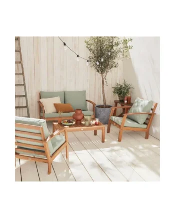 sweeek - 4-seater wooden garden sofa set Natural 123x82.7x74.6 cm - Ushuaia