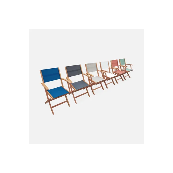 sweeek - 6-seater extendable wooden garden table set with chairs Natural 240x100x75 cm - Almeria 6