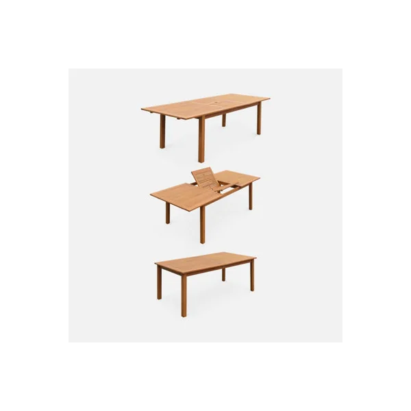 sweeek - 8-seater extendable wooden garden table set with 8 chairs Natural 240x100x75 cm - Almeria 8