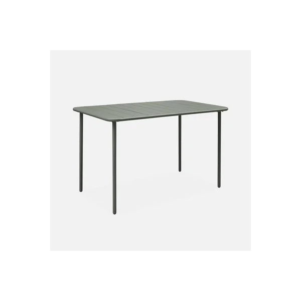 sweeek - Metal garden table for 4 people Khaki Green 120x70x72.5 cm - Amelia