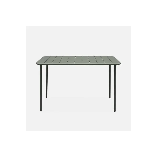 sweeek - Metal garden table for 4 people Khaki Green 120x70x72.5 cm - Amelia