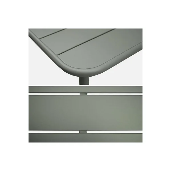 sweeek - Metal garden table for 4 people Khaki Green 120x70x72.5 cm - Amelia