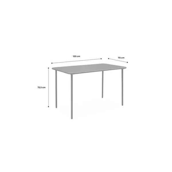 sweeek - Metal garden table for 4 people Khaki Green 120x70x72.5 cm - Amelia