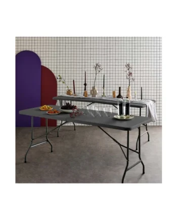 sweeek - Pair of foldable plastic reception tables Charcoal Grey 180x69.5x73.5 cm - 2 Fiesta tables