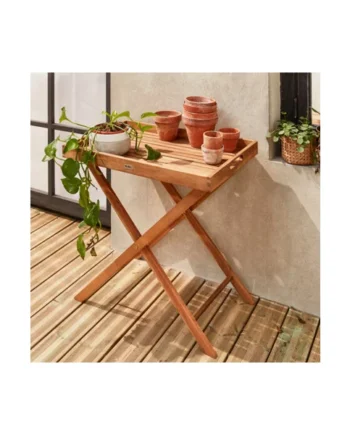 sweeek - Wooden garden trolley Murcia Natural 68x44x68 cm