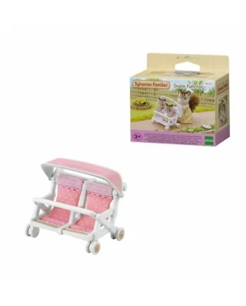 Sylvanian Families Double Pushchair - dollhouse furniture 4533, Pink