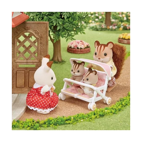 Sylvanian Families Double Pushchair - dollhouse furniture 4533, Pink