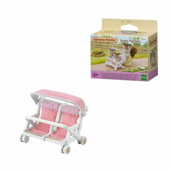 Sylvanian Families Double Pushchair - dollhouse furniture 4533, Pink