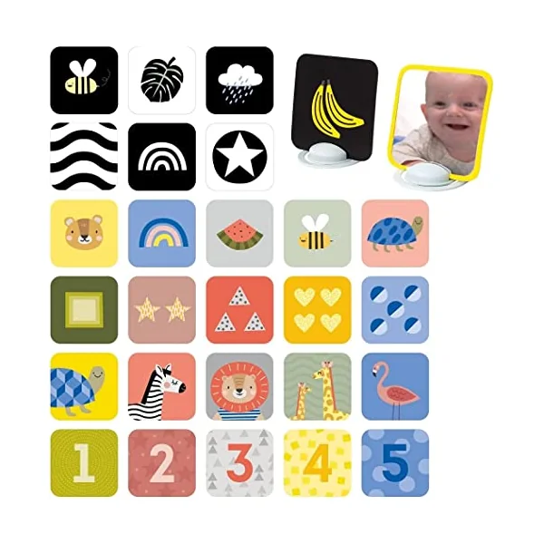 Taf Toys My First Tummy-time Baby Flash Cards. High Contrast Newborn Sensory Flashcard. Black White Monochrome Colourful Visual Stimulation Learning Activity Gift Set for Babies. 0 Months +