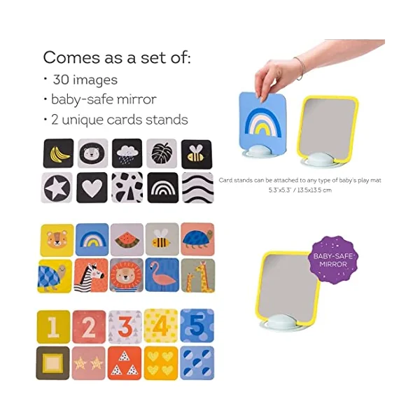 Taf Toys My First Tummy-time Baby Flash Cards. High Contrast Newborn Sensory Flashcard. Black White Monochrome Colourful Visual Stimulation Learning Activity Gift Set for Babies. 0 Months +