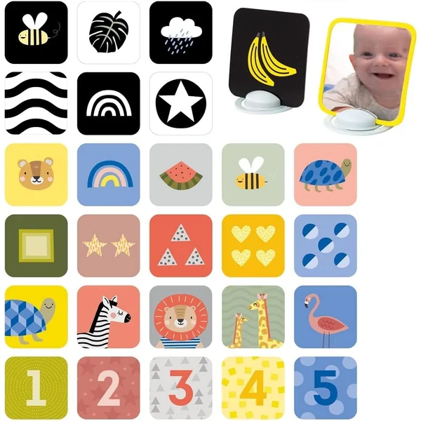 Taf Toys My First Tummy-time Baby Flash Cards. High Contrast Newborn Sensory Flashcard. Black White Monochrome Colourful Visual Stimulation Learning Activity Gift Set for Babies. 0 Months +