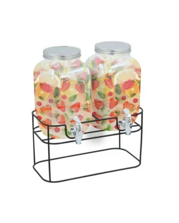 Taylor & Brown 2x4L Glass Drinks Dispensers with Tap & Stand Mason Jar Beverage Set for BBQ, Parties, Outdoor & Home Use