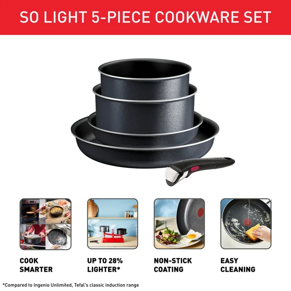 Tefal Ingenio 5 Aluminium Piece Pan Set