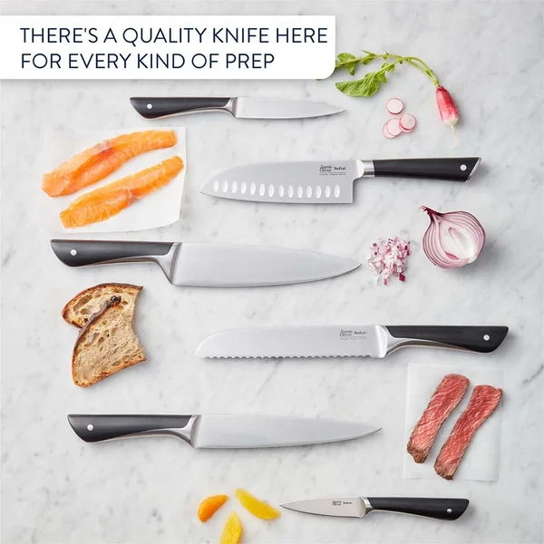 Tefal Jamie Oliver 6pc Knife Set with Acacia Wood Block