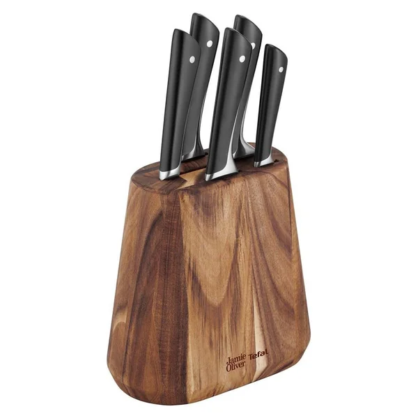 Tefal Jamie Oliver 6pc Knife Set with Acacia Wood Block
