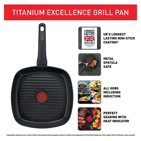Tefal Titanium Excellence 26cm Non stick Grill Pan