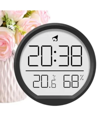 Temperature and Humidity Monitor Magnetic Digital Timer Temperature Meter | Desktop Humidity Monitor for Home Bedroom Living Room Greenhouse Garage Bathroom Shower Office