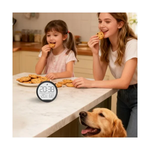 Temperature Humidity Monitor Digital Magnetic Temperature Gauge with Timer | Indoor Humidity Gauge for Home Bedroom Living Room Greenhouse Garage Bathroom Shower Office