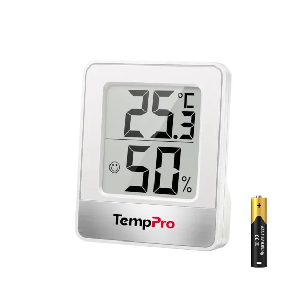 TempPro TP49 Small Digital Hygrometer, Indoor Thermometer, Room Thermometer | Temperature and Humidity Meter, Comfort Reptile Thermometer, Climate Indicator for Room, Office,School(Previously ThermoPro)