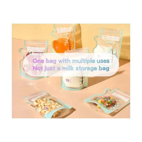 Temp-Sensing Breastmilk Storage Bag - 8oz(60 Count) | Suitable for refrigerators, leak free, high toughness, ultra-thin design, essential for breastfeeding